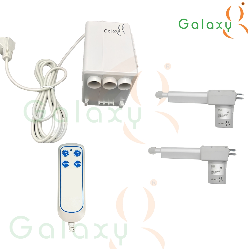 Galaxy Electric Hospital Bed Motor Kit – 2 Linear Actuator with Control Box, 4-Button Wired Remote Controller & Power Adapter for Adjustable Medical Bed image 1