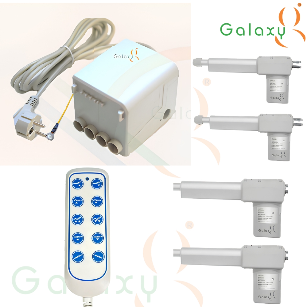 Galaxy Electric Hospital Bed Motor Kit – 4 Linear Actuator with Control Box, 10-Button Wired Remote Controller & Power Adapter for Adjustable Medical Bed image 1
