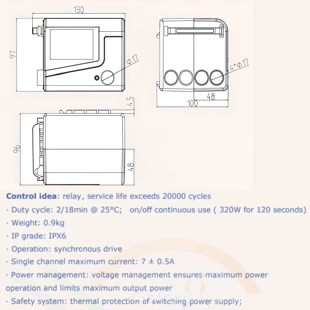 Galaxy Electric Hospital Bed Control Box with Power Adapter | 4-Motor Adjustable Medical Bed Control System | 24V DC Output | IPX6 Water Resistant | Synchronous Drive image 4