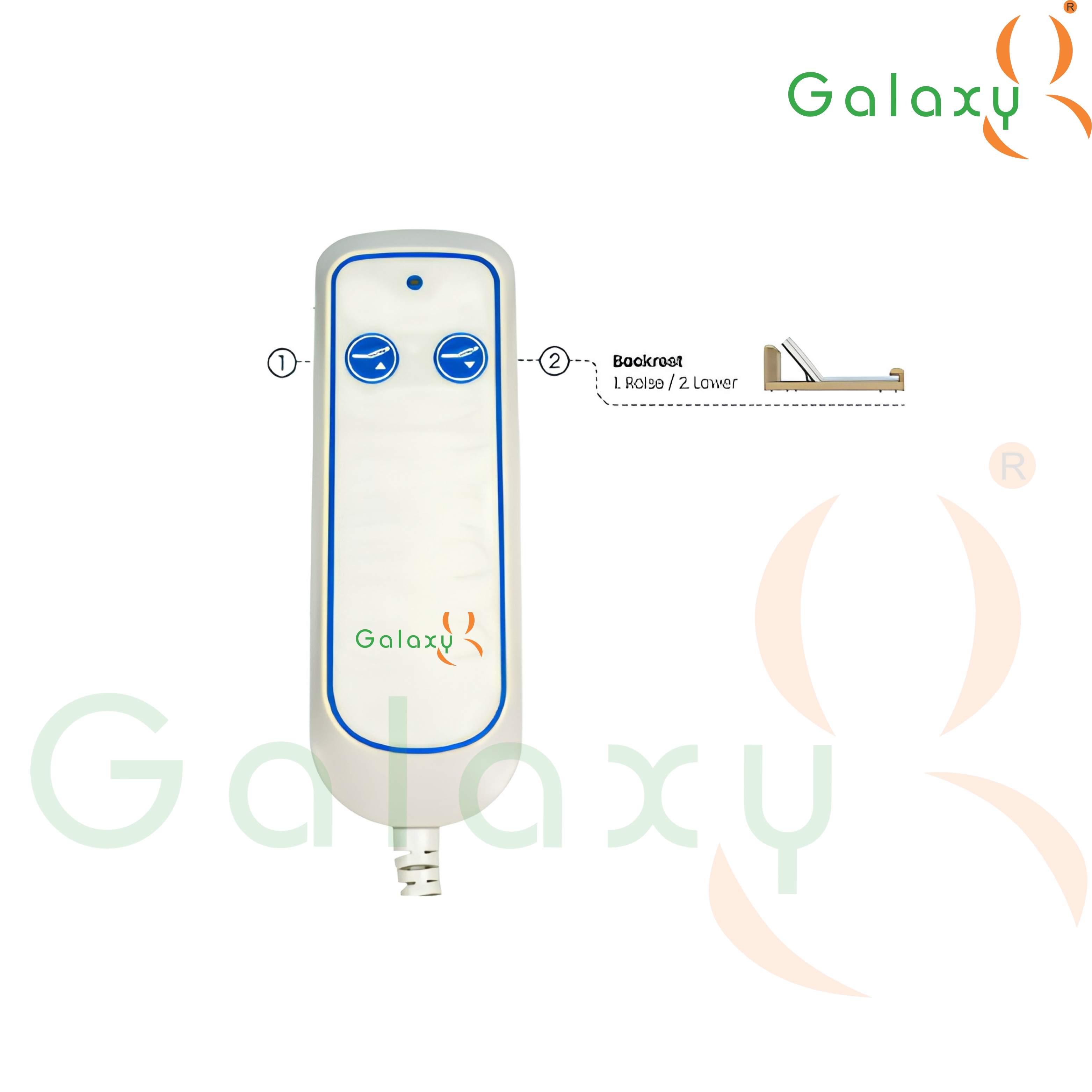 Medical Hospital Adjustable Patient Bed Remote Control  Panel 2 -Button  Actuator Hand Control Linear for 1 Actuators with Permanent Magnet Construction image 2